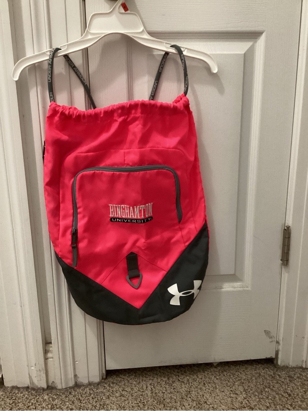 Under Armour Binghamton University SUNY Pink Drawstring Backpack